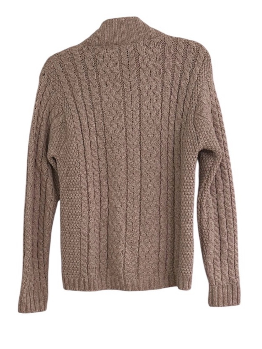 Inis Crafts Ireland Merino Wool Cardigan Sweater Size Medium Beige Cable Knit - Picture 2 of 8
